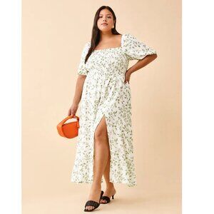 Reformation Meadow Maxi Dress in Cypress with Front Slit--Size 3X